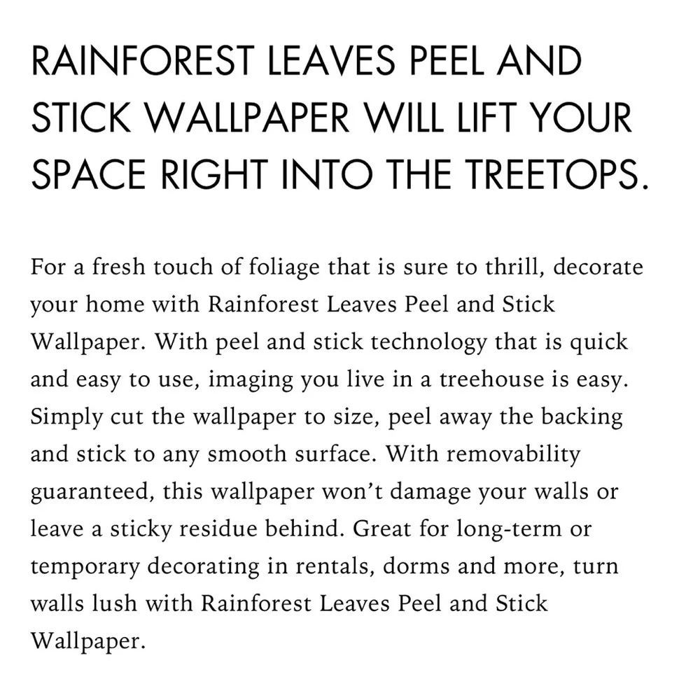 3 1/3 + New Rolls RAINFOREST LEAVES PEEL AND STICK WALLPAPER